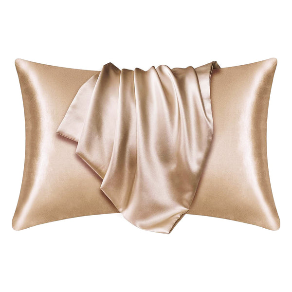 Satin-Kissenbezug Helles Khaki 60 x 70 cm Standard-Kissengröße - Silky satin pillowcase
