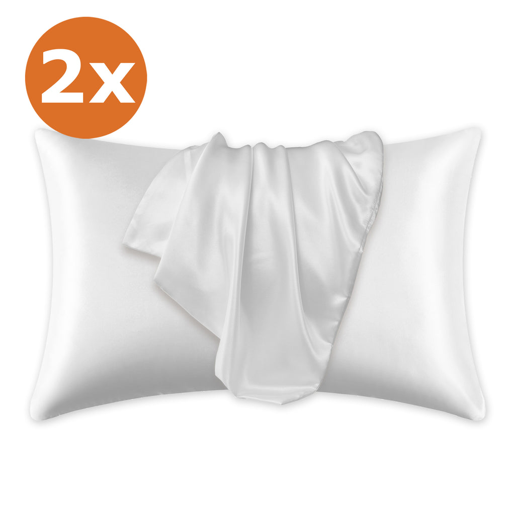 2 STÜCKS - Satin-Kissenbezug Weiß 60 x 70 cm Standard-Kissengröße