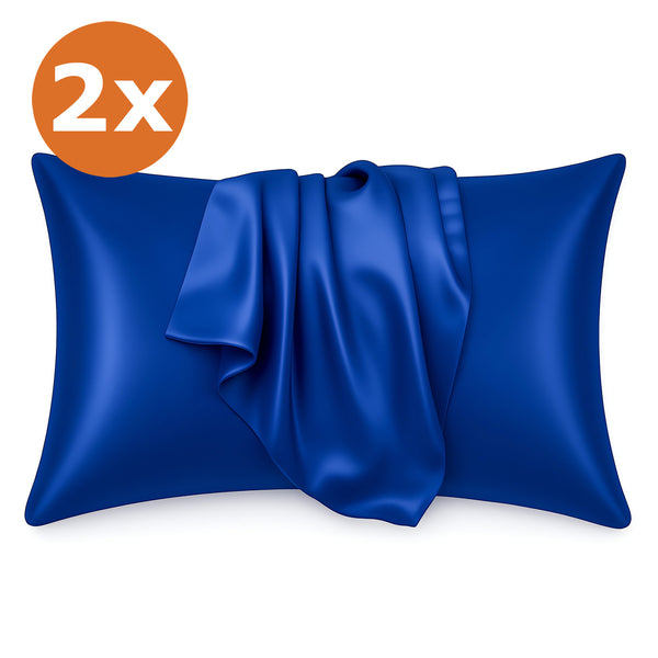 2 STÜCKS - Satin-Kissenbezug Dunkelblau 60 x 70 cm Standard-Kissengröße - Silky satin pillowcase