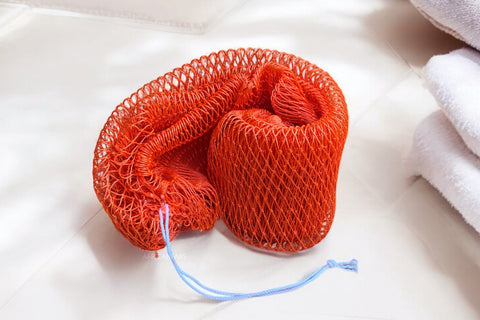 Afrikanischer Schwamm / Net sponge - traditioneller African Sapo Sponge - Orange