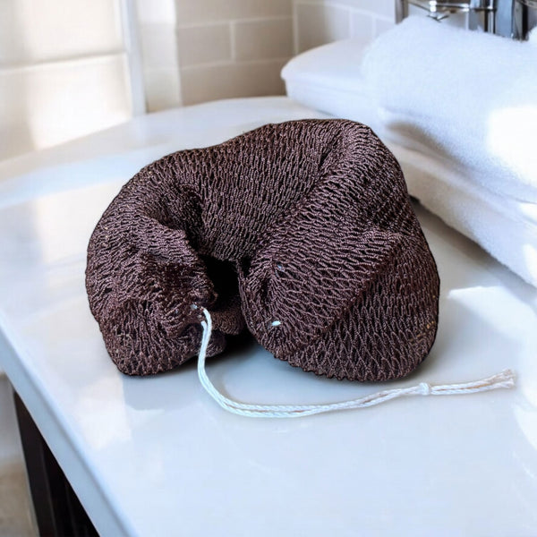 Afrikanischer Schwamm / Net sponge - traditioneller African Sapo Sponge - Braun