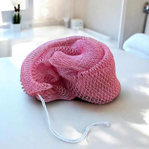 Afrikanischer Schwamm / Net sponge - traditioneller African Sapo Sponge - Pastellrosa