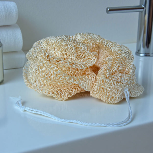 Afrikanischer Schwamm / Net sponge - traditioneller African Sapo Sponge - Elfenbeingelb