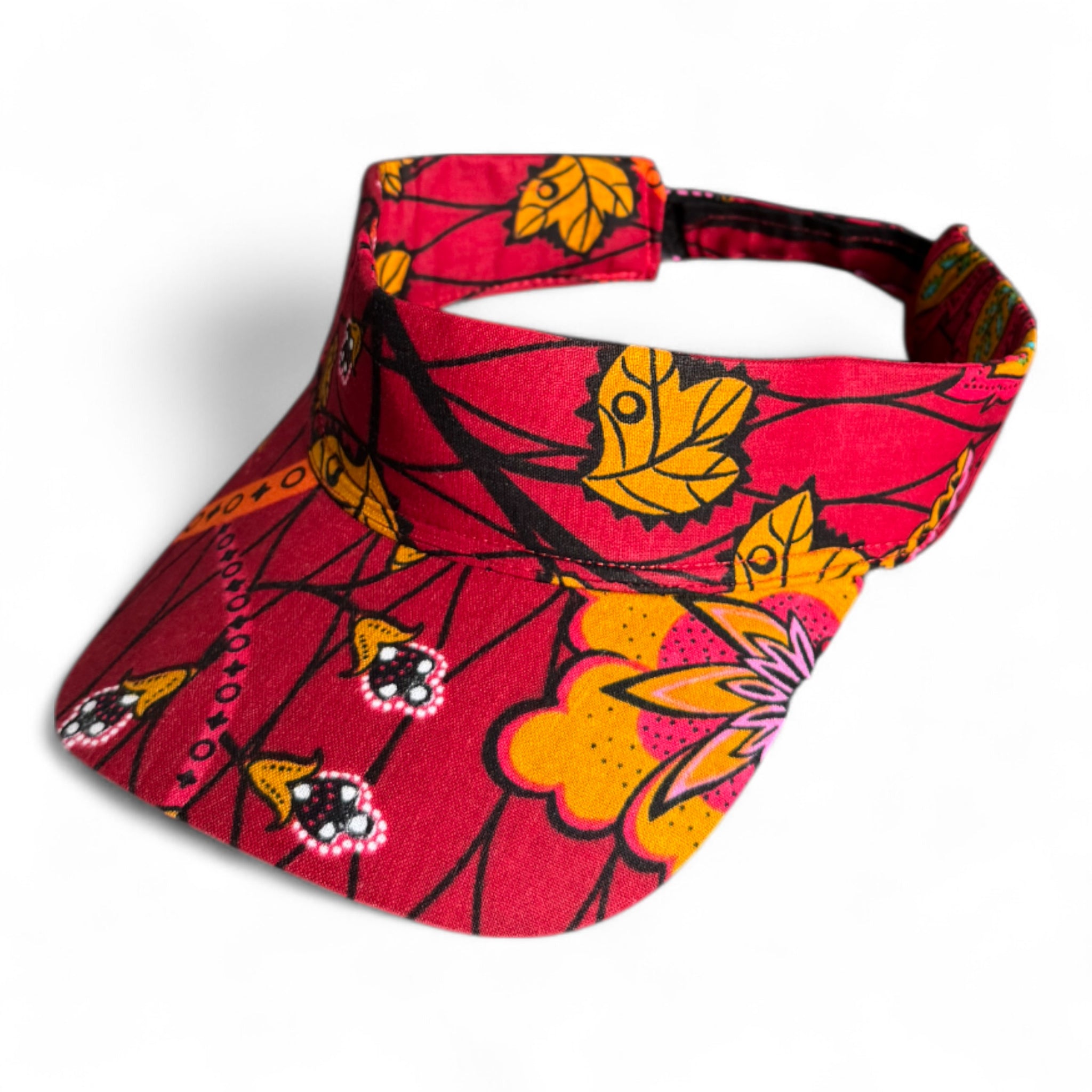 Afrikanischer Print Sonnenschutzkappen - Dunkelrot Botanical Flow