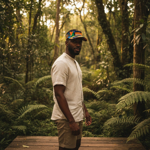 Afrikanischer Print Sonnenschutzkappen - Kente blau / orange