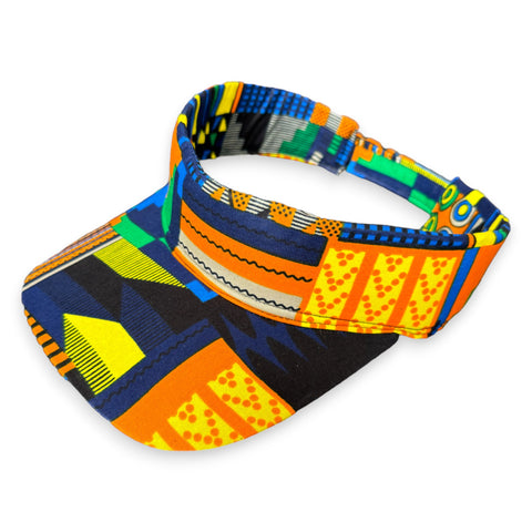 Afrikanischer Print Sonnenschutzkappen - Kente blau / orange