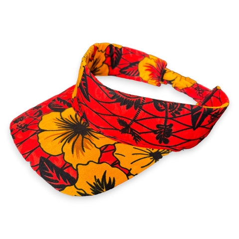 Afrikanischer Print Sonnenschutzkappen - Rot / gelb Blumen