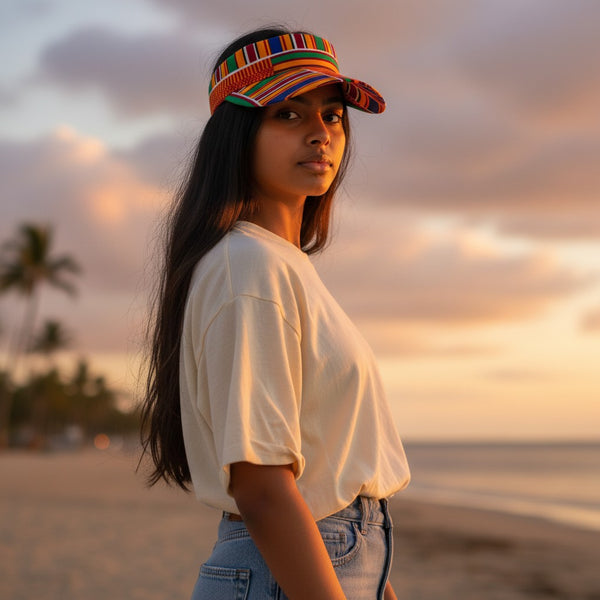 Afrikanischer Print Sonnenschutzkappen - Orange kente