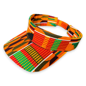 Afrikanischer Print Sonnenschutzkappen - Orange / grün kente