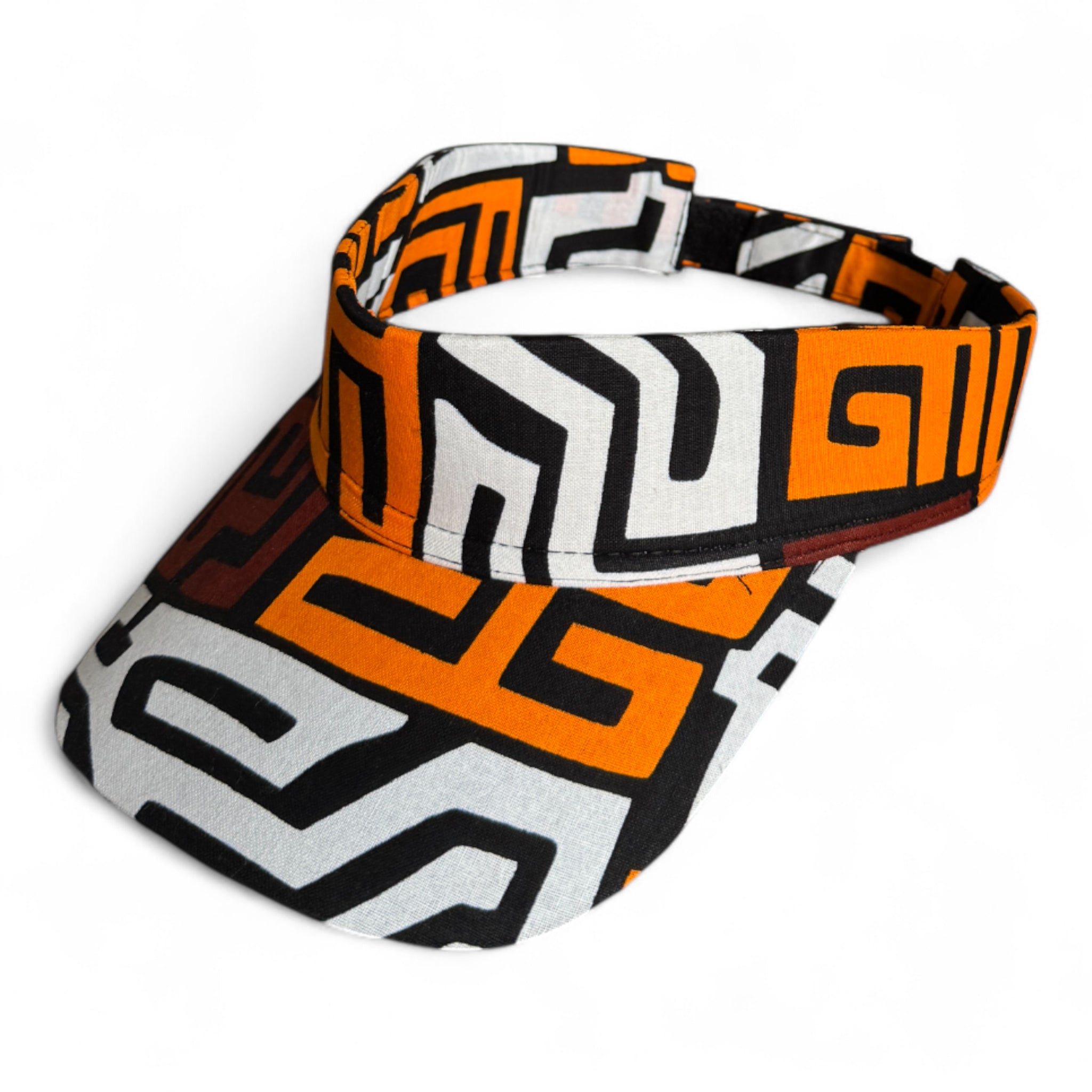 Afrikanischer Print Sonnenschutzkappen - Braun & Gelb-Orange Kuba Blocks Congo
