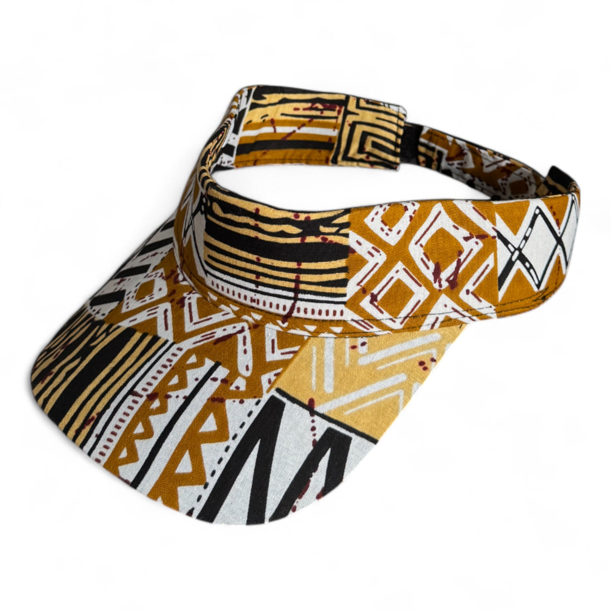 Afrikanischer Print Sonnenschutzkappen - Sandfarben Bogolan Mosaic