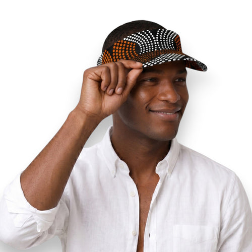 Afrikanischer Print Sonnenschutzkappen - Braun Weiß Wave Pattern