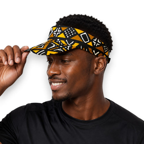 Afrikanischer Print Sonnenschutzkappen - Braun Bogolan Geometry