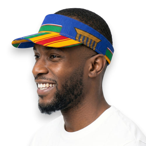 Afrikanischer Print Sonnenschutzkappen - Blau Mehrfarbig Kente Pride