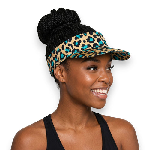 Afrikanischer Print Sonnenschutzkappen - Beige Türkis Leopard Spots