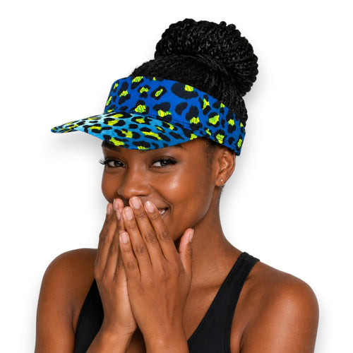 Afrikanischer Print Sonnenschutzkappen - Blau Leopard Spots