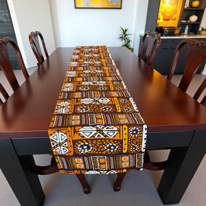 Afrikanischer Print Tischläufer - Tischdecke - Braun Bogolan Muster