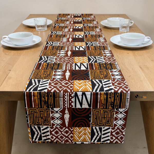 Afrikanischer Print Tischläufer - Tischdecke - Braun 