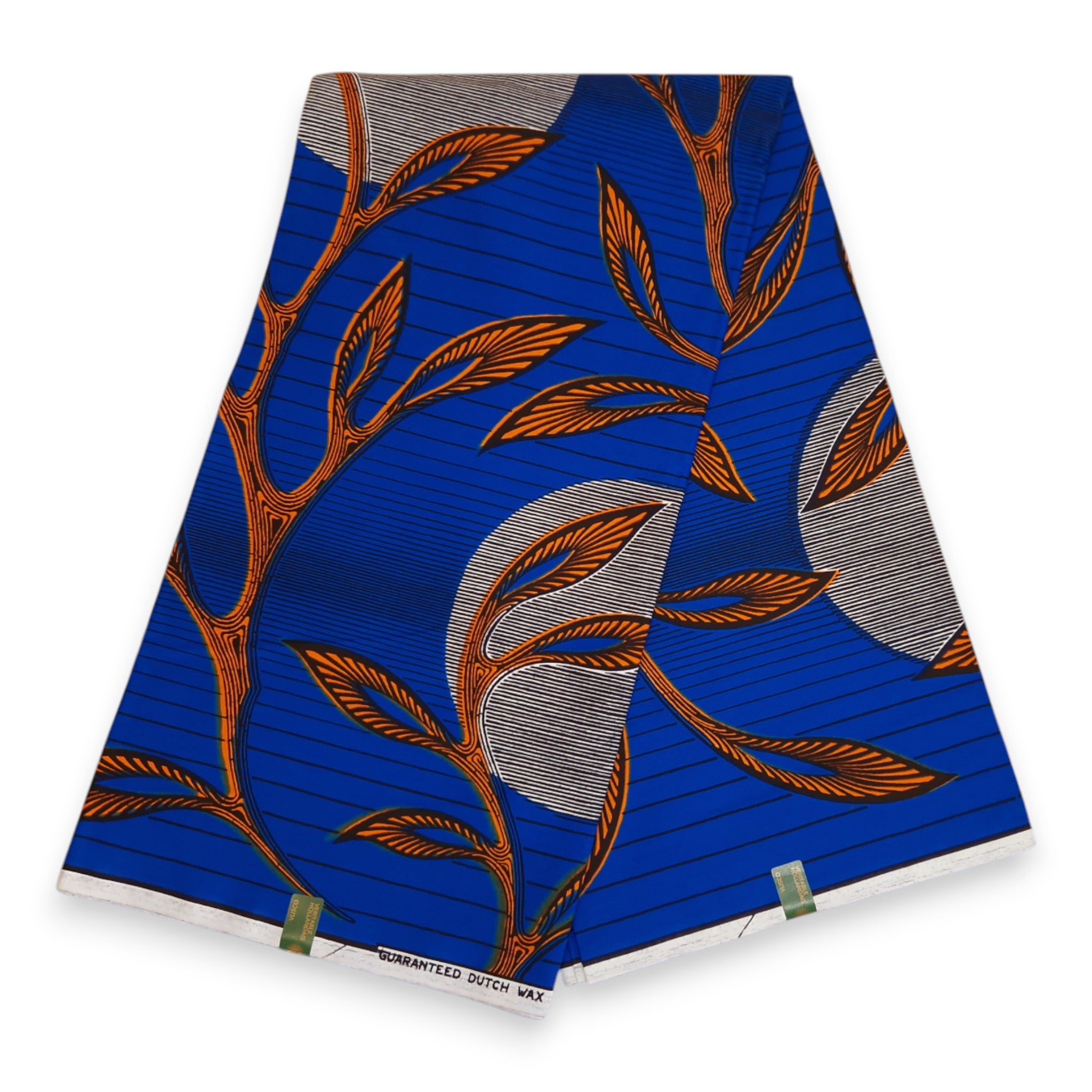 VLISCO Stoff Hollandais Afrikanischer Wax print - Blau / Orange VL03639