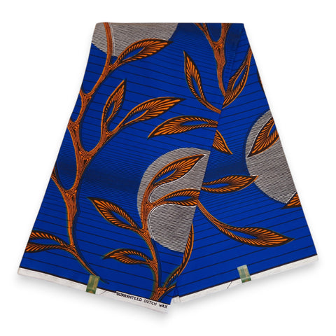 VLISCO Stoff Hollandais Afrikanischer Wax print - Blau / Orange VL03639