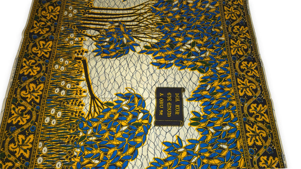 VLISCO Stoff Hollandais Afrikanischer Wax print - Blau Gelb Fallen tree VL00562 Limited Edition