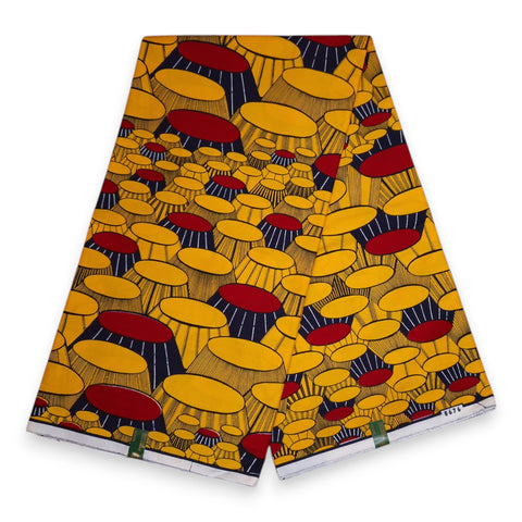 VLISCO Stoff Hollandais Afrikanischer Wax print - Gelb Oche Eze / King's Chair VL08676-048