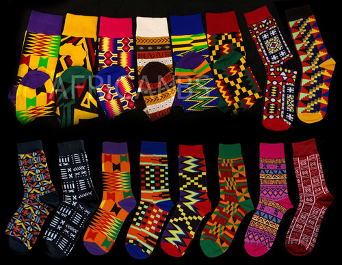 Afrikanische Socken / Afro-Socken / Kente-Socken - Rot multicolor