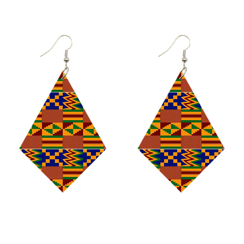 Afrikanische Print Ohrringe | Kente print Rhombusförmig 