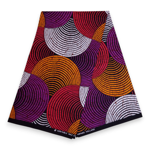 Afrikanisches Kopftuch / headwrap - Orange & Lila Concentric Circle
