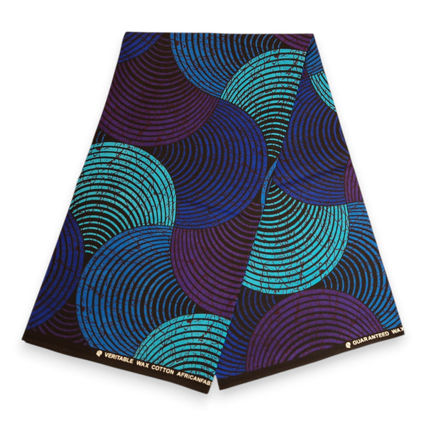 Afrikanisches Kopftuch / headwrap - Blau & Türkis Concentric Circle