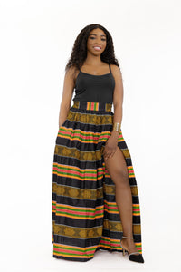 Maxirock mit afrikanischem Print - Schwarz Pan Africa