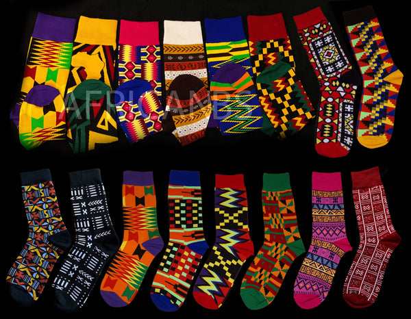 Afrikanische Socken / Afro-Socken / Bogolan-Socken - Dunkelrot