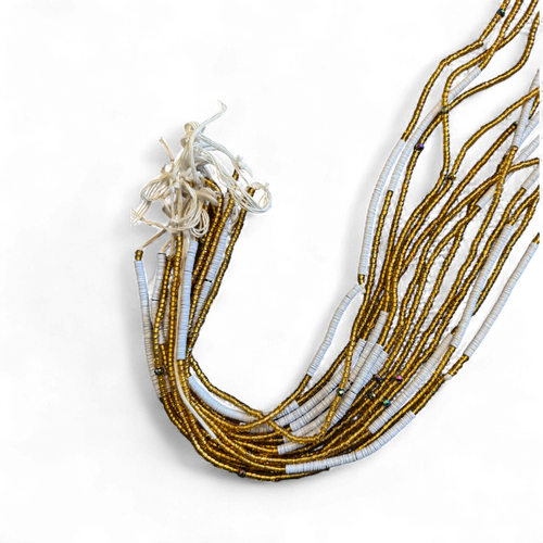 (Wichtig: bitte lesen) Waist Beads / Afrikanische Taillenkette - Weiß X (Traditionelle nicht elastische Schnur) 