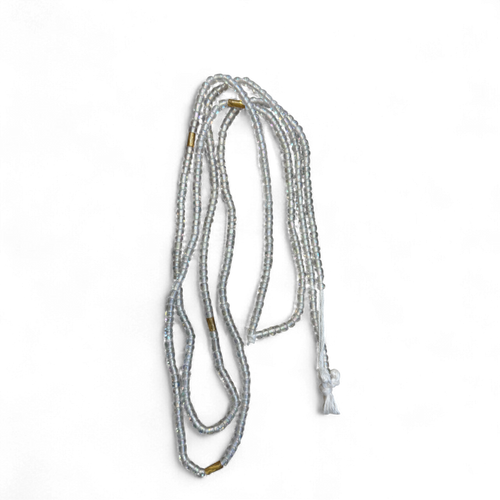 (Wichtig: bitte lesen) Waist Beads / Afrikanische Taillenkette - Weiß (Traditionelle nicht elastische Schnur) 