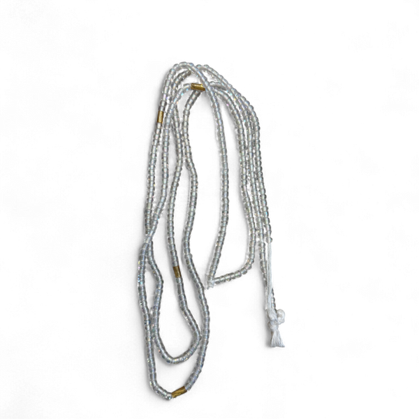 (Wichtig: bitte lesen) Waist Beads / Afrikanische Taillenkette - Weiß (Traditionelle nicht elastische Schnur) 