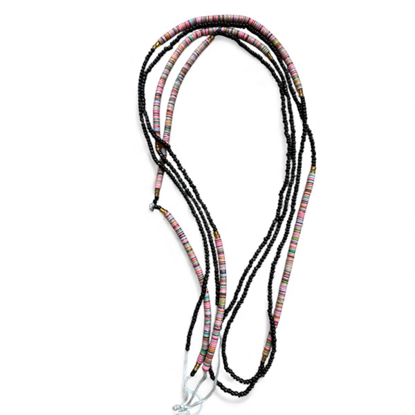 (Wichtig: bitte lesen) Waist Beads / Afrikanische Taillenkette - Schwarz  (Traditionelle nicht elastische Schnur)