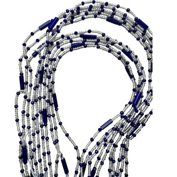 (Wichtig: bitte lesen) Waist Beads / Afrikanische Taillenkette - Blau (Traditionelle nicht elastische Schnur) 