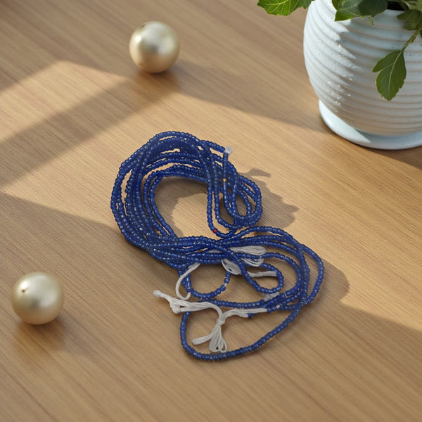 (Wichtig: bitte lesen) Waist Beads / Afrikanische Taillenkette - Blau X (Traditionelle nicht elastische Schnur) 
