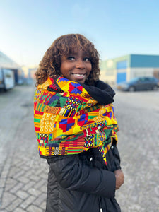 Warmer Schal mit afrikanischem Print Unisex - Gelb / Grüne kente