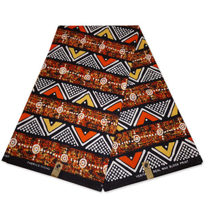 Afrikanischer Print Stoff - Orange Bogolan / Mud cloth