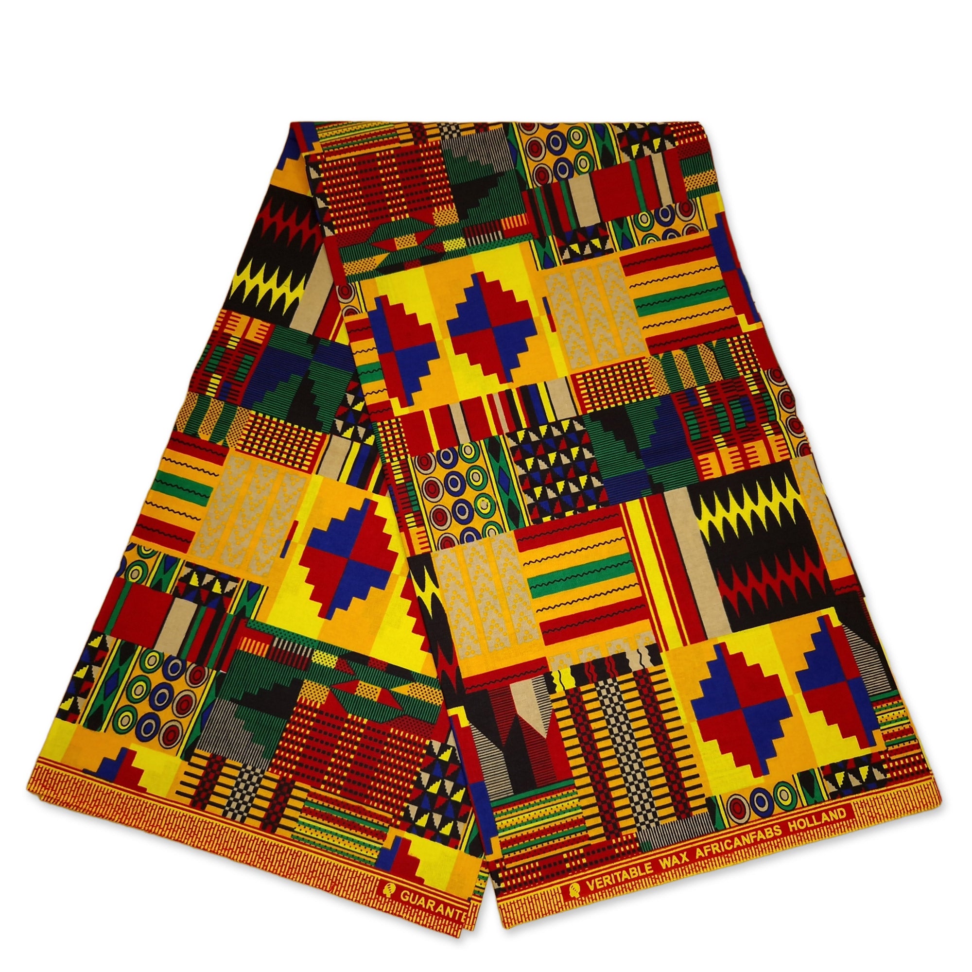 Afrikanischer Kente-Stoff Gelb / Multicolour kente print AF-4011 - 100% Baumwolle