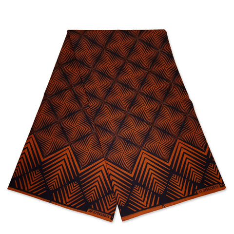 Afrikanischer Print Stoff - Braun Orange fade effect - 100% Baumwolle