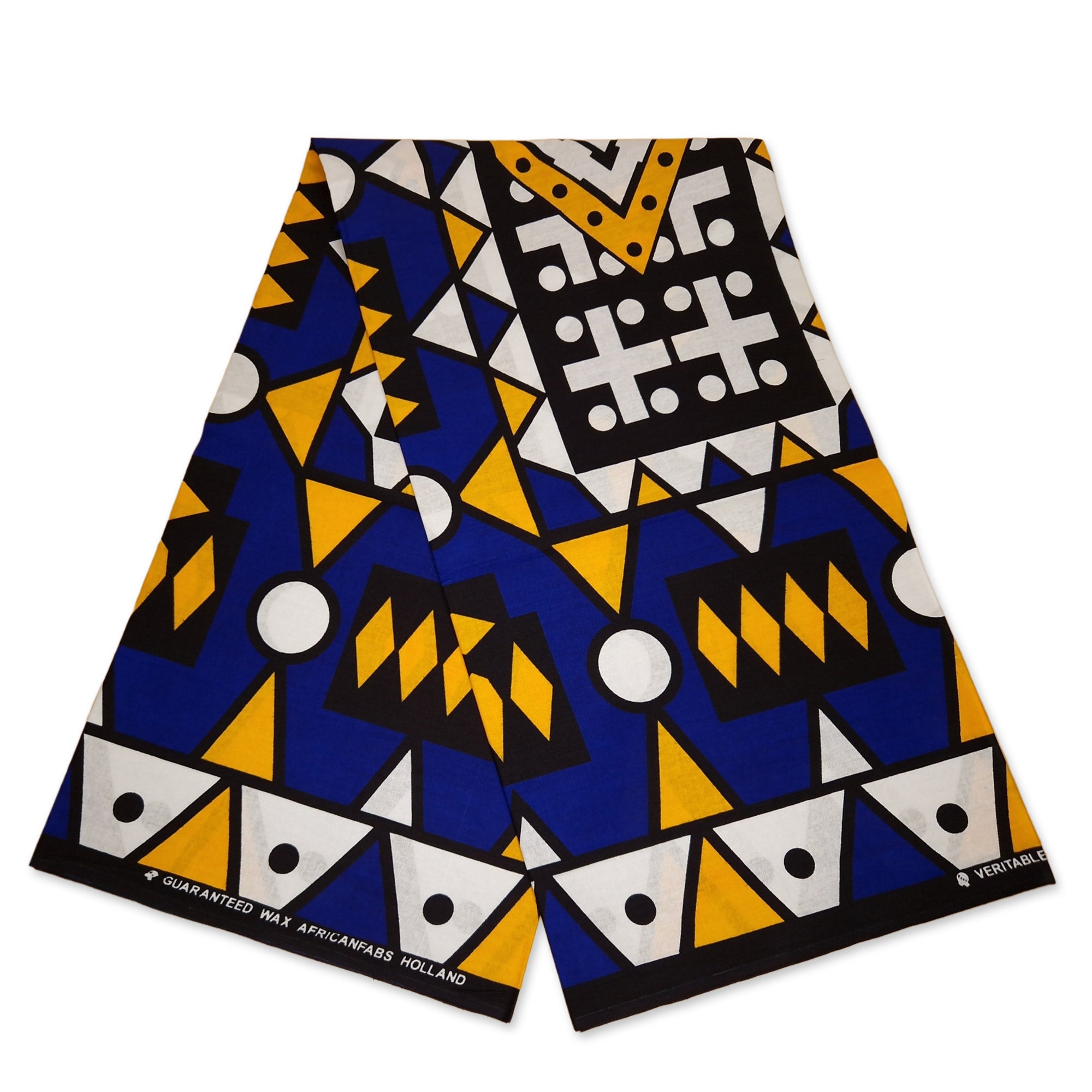 Afrikanischer Print Stoff - Blau Gelb Samakaka / Samacaca (Angola) - 100% Baumwolle