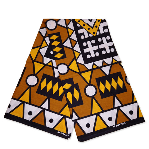 Afrikanischer Print Stoff - Senf Gelb Samakaka / Samacaca (Angola) - 100% Baumwolle