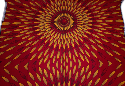 Afrikanischer Print Stoff - Rot / Gelb sunburst - 100% Baumwolle