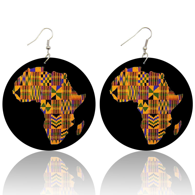 Afrikanischer Kontinent in Kente - Afrikanische Ohrringe