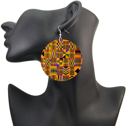 Lila Gelbe kente print - Afrikanische Ohrringe