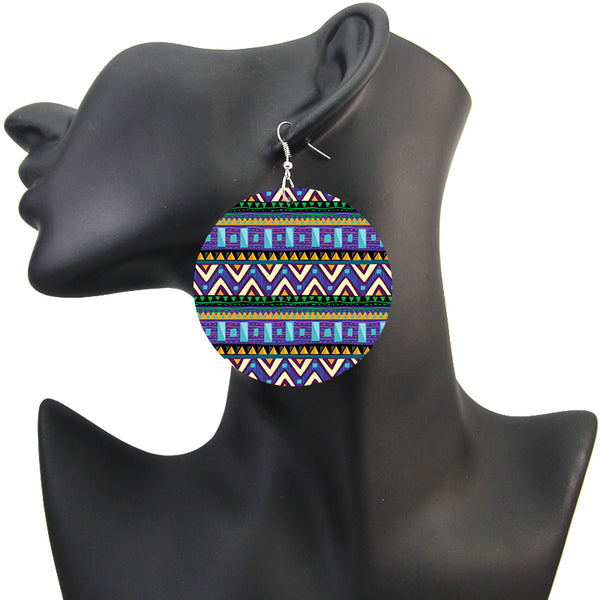 Blau / Grüne tribal patterns - Afrikanische Ohrringe