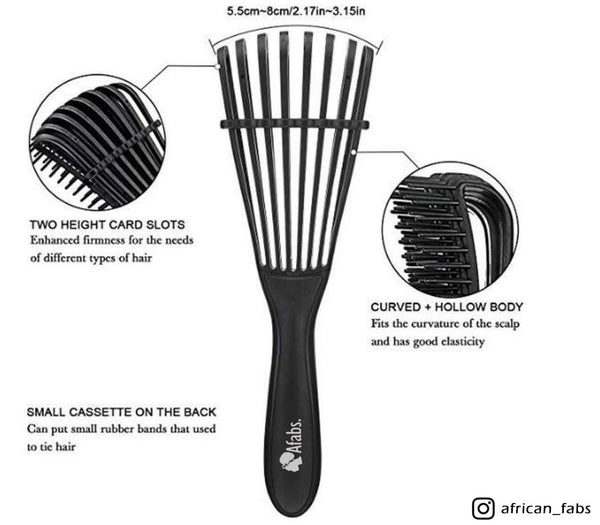 Afabs® Schwarze Anti-Tangle Haarbürste + Rote Satin Bonnet | Entwirrungsbürste | Hair bonnet | Kamm für Locken | Lockenhaarbürste