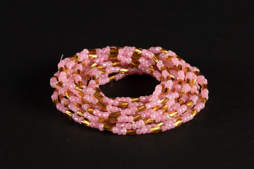 Waist Beads / Afrikanische Taillenkette - NKEM - Rosa / Gold (elastisch)